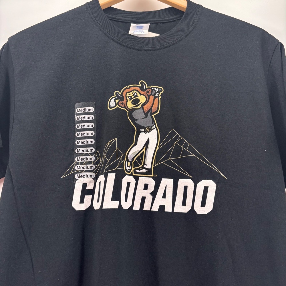 Port & Company Colorado Buffaloes T-Shirt Mens M Black Golf Graphic NWT CU Tee - Picture 7 of 7